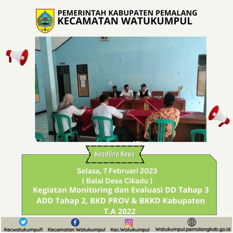 Kegiatan Monitoring dan Evaluasi DD Tahap 3, ADD Tahap 2, BKD PROV & BKKD Kabupaten T.A 2022.