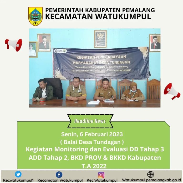 Kegiatan Monitoring dan Evaluasi DD Tahap 3, ADD Tahap 2, BKD PROV & BKKD Kabupaten T.A 2022