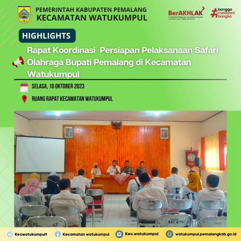 Kegiatan Rapat Koordinasi Persiapan Pelaksanaan Safari Olahraga Bupati Pemalang di Kecamatan Watukumpul