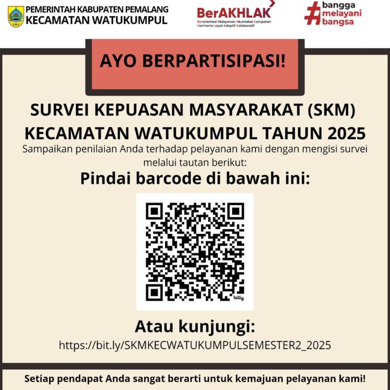 KUESIONER SURVEI KEPUASAN MASYARAKAT (SKM) KECAMATAN WATUKUMPUL SEMESTER II TAHUN 2025